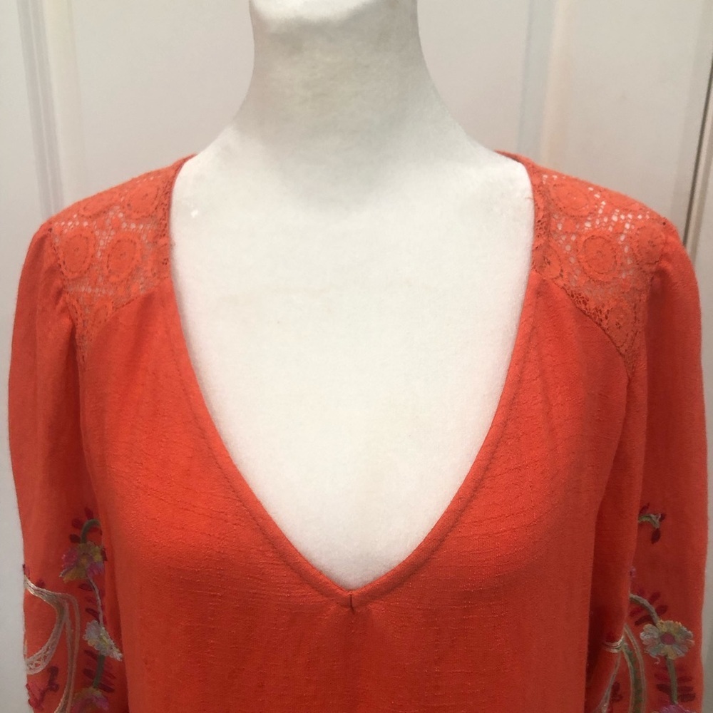 Fig and Flower Size L gauzey mini dress with embroidery and lace. Fall autumn - Picture 6 of 9